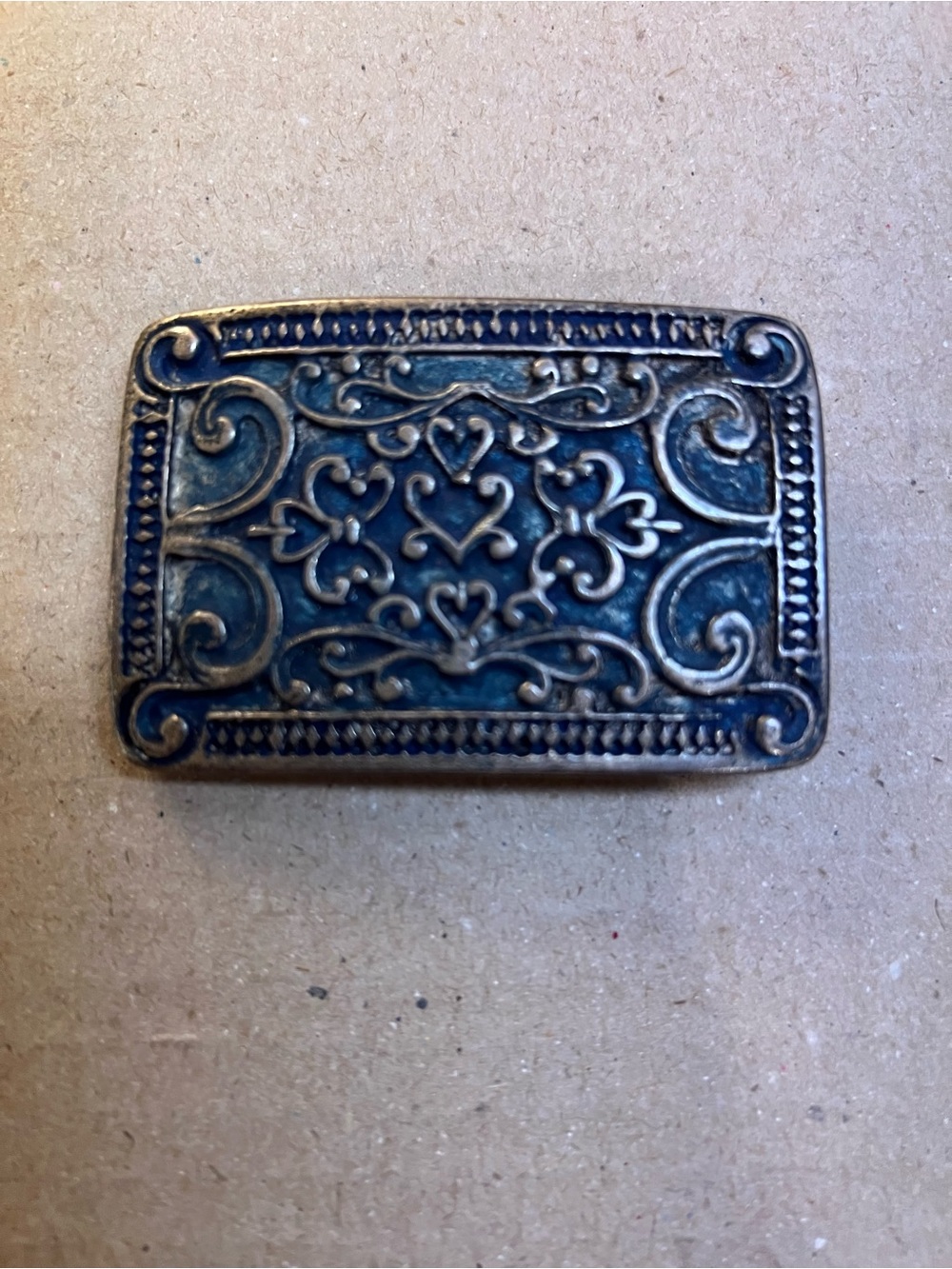 Vintage-Inspired Blue and Silver Rectangular Belt Buckle
